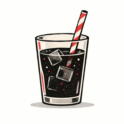 Illustration of an ordinary drinking cup with a straw